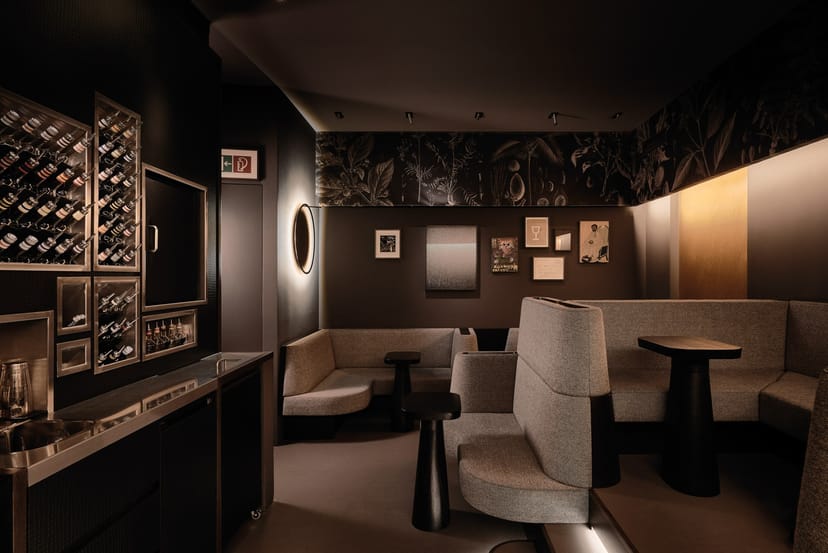 Sleek lounge at Buck and Breck, perfect for networking events and intimate meetings.