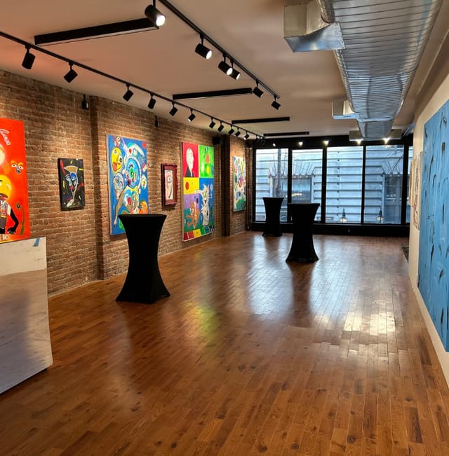 2nd Floor Studio Gallery - colorful artwork, perfect for art showcases and networking events.