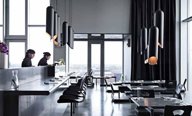Modern Tivoli Salonen restaurant with panoramic windows for corporate events and meetings.