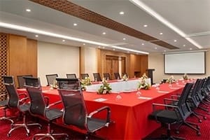 Premier meeting room at Ramada Lahore with modern seating for productive events.
