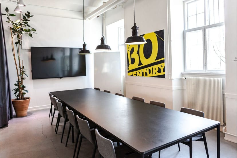 Modern conference room at Talent Garden Copenhagen for collaborative meetings and events.