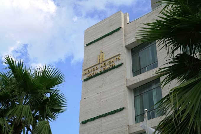 "Platina Ballroom exterior at Indigo Hotel, modern venue for events and conferences."