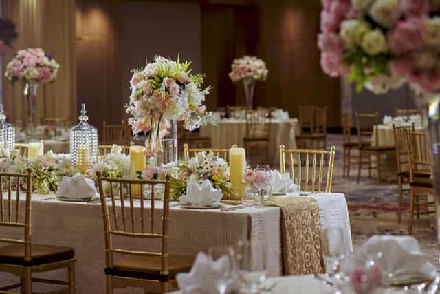 Elegant banquet setup in Mandarin Ballroom, perfect for weddings and corporate events.