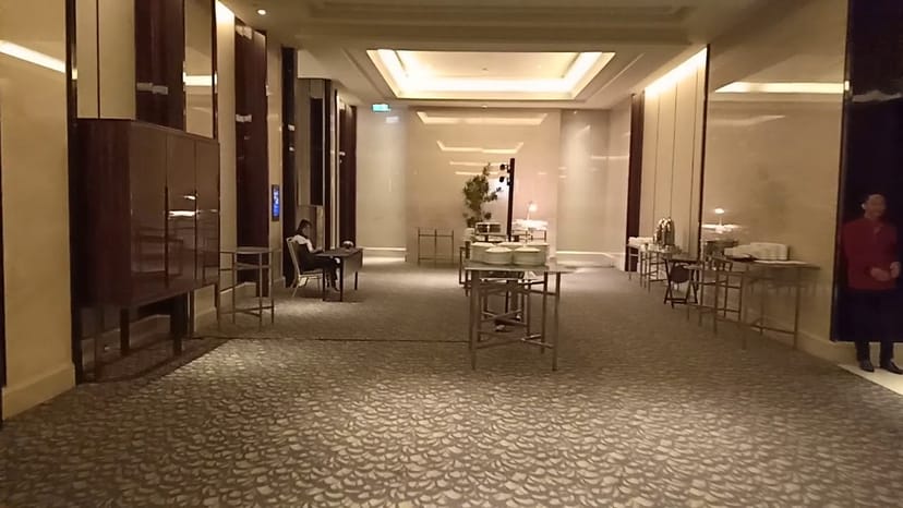 Elegant Grand Ballroom foyer at Sheraton Grand Jakarta, perfect for events and networking.