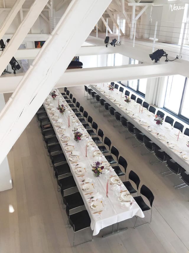 Elegant banquet setup in Mogens Dahl Koncertsal's conference hall for upscale events.