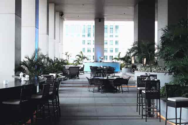 K22 Bar Terrace in Fairmont Jakarta: elegant outdoor event space for cocktail receptions.