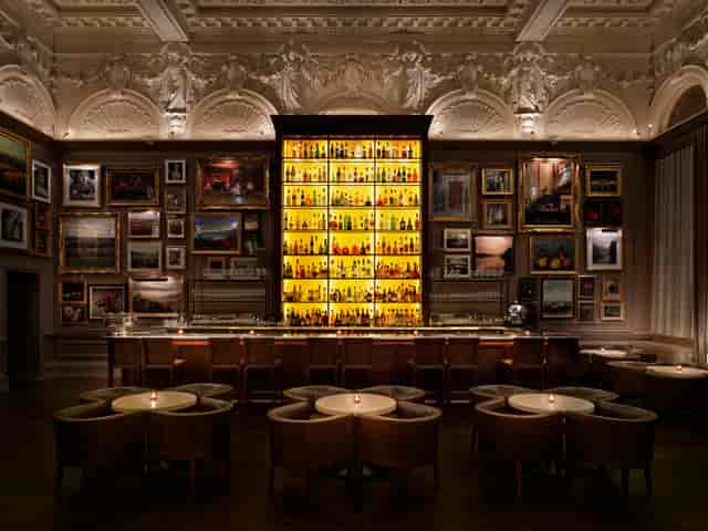 Elegant bar at Berners Tavern, ideal for networking events and cocktail receptions.
