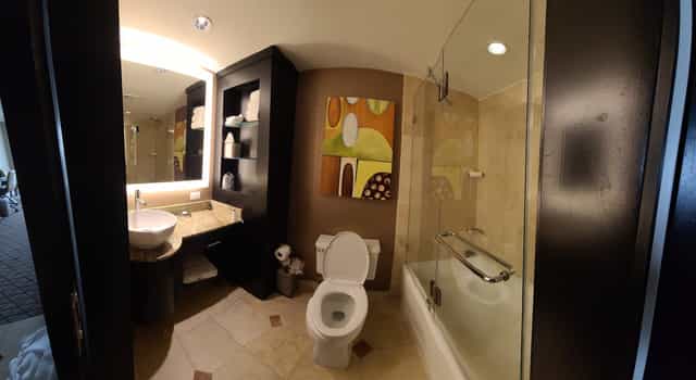 Grand Ballroom bathroom at The San Luis Resort, modern amenities for events and meetings.