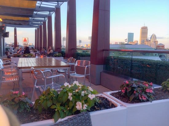 Sleek outdoor terrace at Residence Inn Boston, perfect for networking events and receptions.