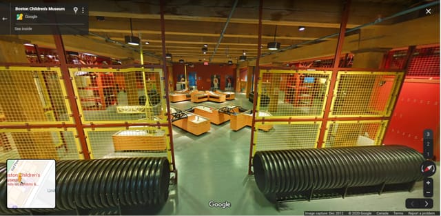 Vibrant industrial event space in Boston Children's Museum for workshops and meetings.