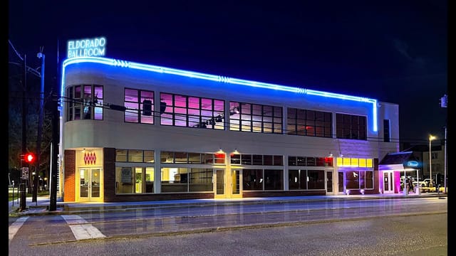 Modern Eldorado Ballroom with vibrant lighting for events and gatherings.