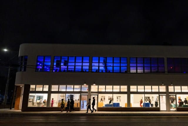 Modern Eldorado Ballroom with blue lighting, perfect for receptions and galas.