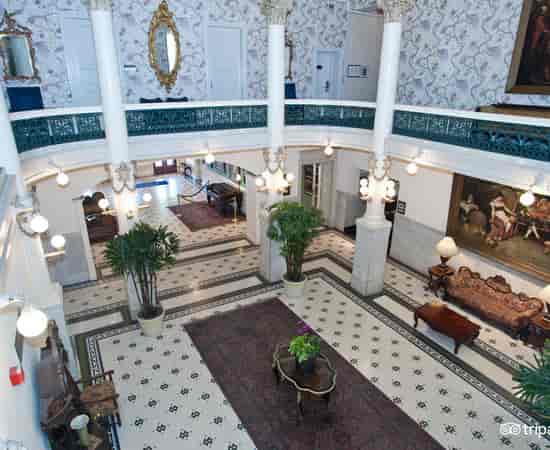 Elegant Menger Hotel Minuet Room lobby, ideal for networking events and receptions.