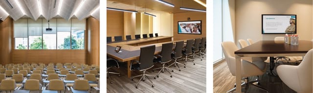 Modern boardroom at Al Jalila Foundation with ergonomic seating for corporate meetings.