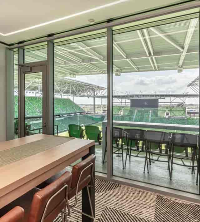 Modern suite in NORTH BUILDING, Q2 Stadium for corporate events and VIP gatherings.