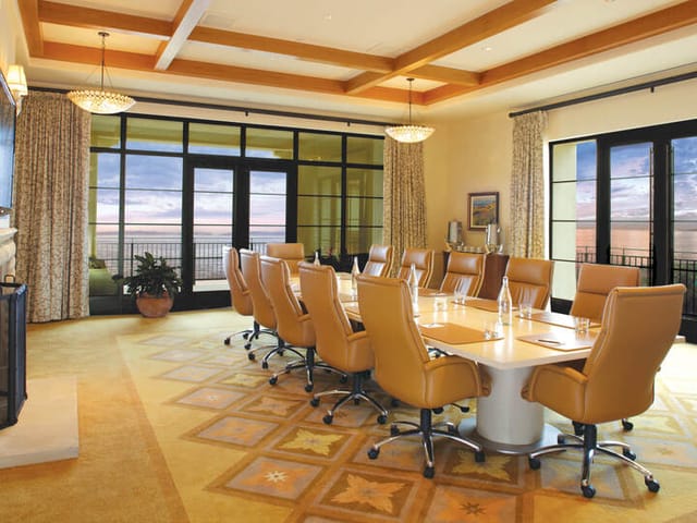 Sophisticated conference room with oval table at Terranea Resort for high-profile meetings.
