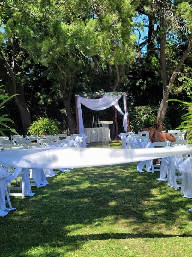 Formal dining room with elegant chairs for a wedding ceremony at Wilfandel Club House.