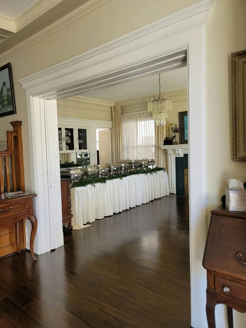 Formal dining room at Wilfandel Club, elegant setup for sophisticated catering events.