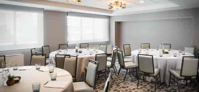 Logan Ballroom at The Darcy: elegant meeting space for workshops and corporate events.