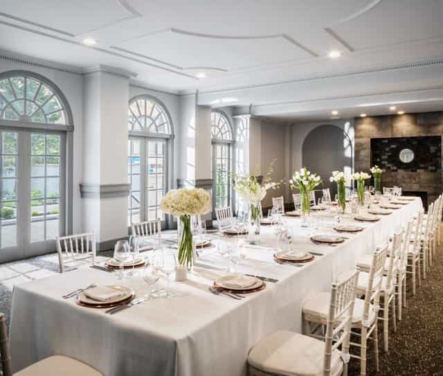 Elegant banquet setup at The Darcy for upscale events and meetings.