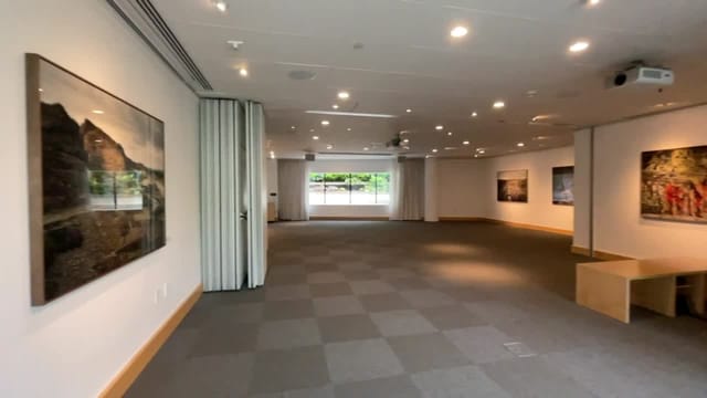 Alfred Nobel Hall in House of Sweden, bright event space for corporate gatherings and workshops.