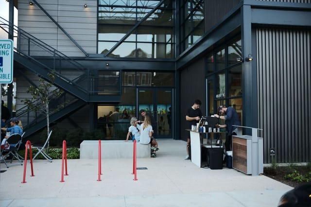 Art Space at Heights Mercantile: outdoor venue for social gatherings and networking.