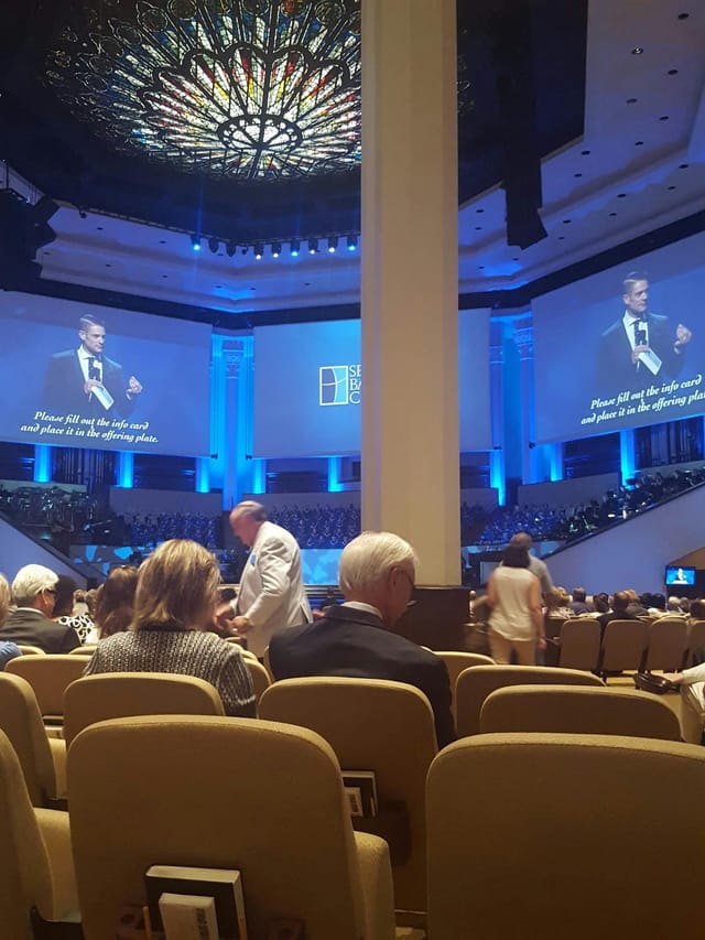 Cypress Campus auditorium with dual screens for an engaging event setup.