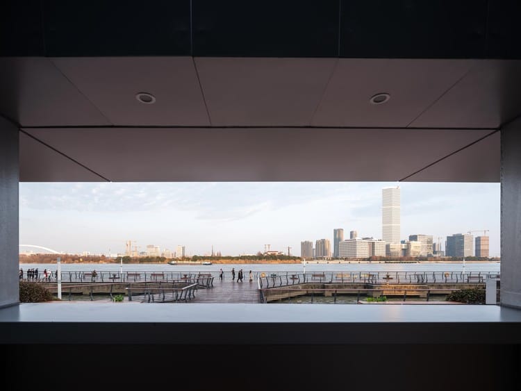 "Main Hall in Xuhui District: modern venue with waterfront view for events and meetings."
