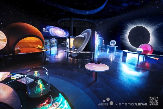 Modern seminar room with immersive displays for astronomy events in Shanghai.