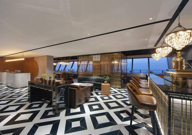 Sophisticated event space with elegant décor, ideal for high-end meetings and receptions.