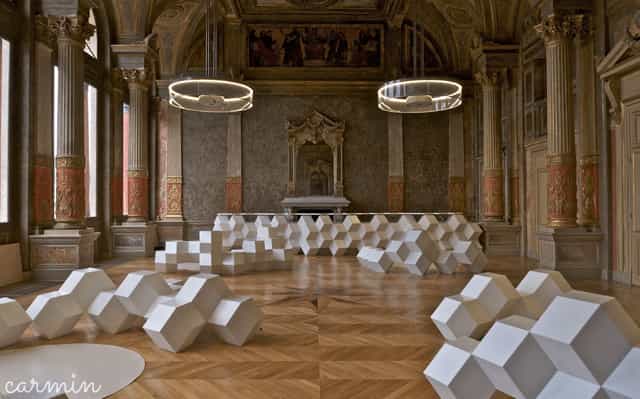 Concert hall at La Gaîté Lyrique, featuring elegant geometric design for upscale events.