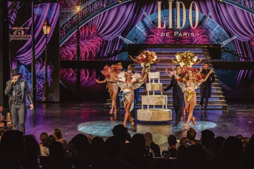 Vibrant performance at Théâtre du Lido with glamorous dancers for events and entertainment.