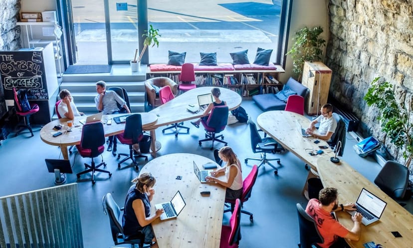 Modern coworking space in Impact Hub Zürich, perfect for workshops and meetings.