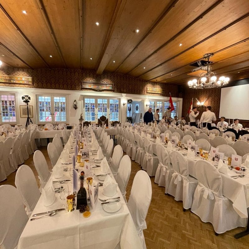 Elegant banquet setup at Carolistube, Zum Königstuhl, for formal events and networking.