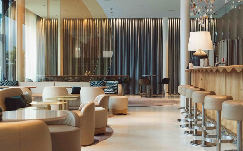 Modern lounge at LUX Restaurant & Bar, perfect for networking events and informal meetings.