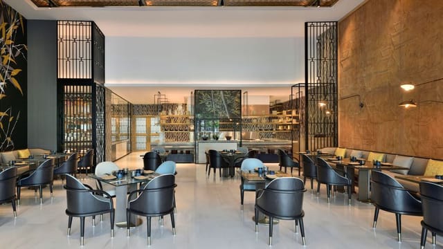 Modern meeting room Ruby at Courtyard Aravali Resort, perfect for corporate events.
