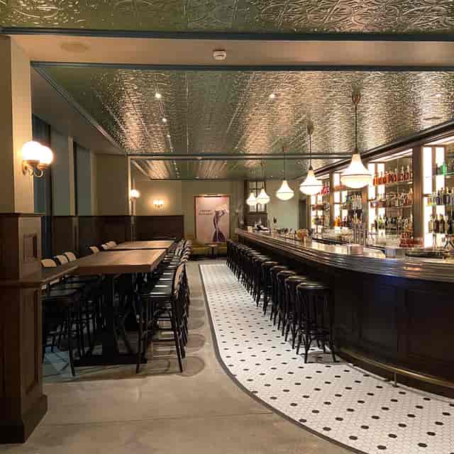 Elegant banquet hall with polished finishes for cocktail receptions and networking events.
