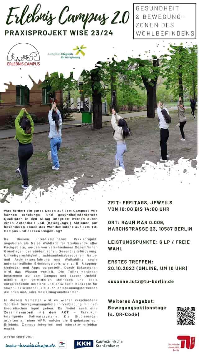 Outdoor physical activity session at Technische Universität Berlin promoting well-being.