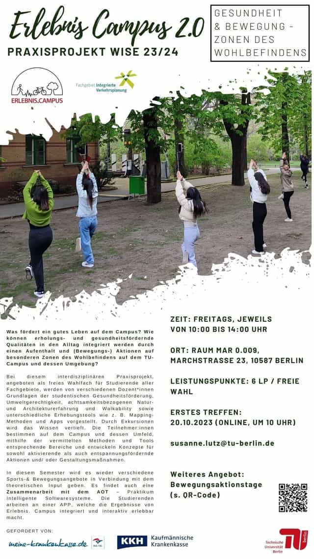 Outdoor physical activity session at Technische Universität Berlin promoting well-being.