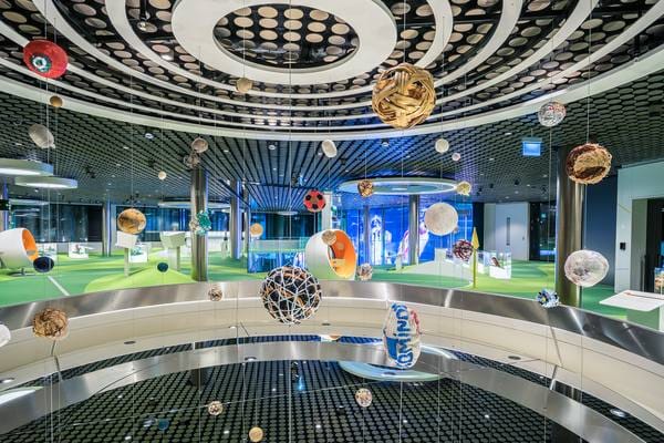 World Cup Lounge in FIFA Museum with vibrant decor, ideal for networking events.