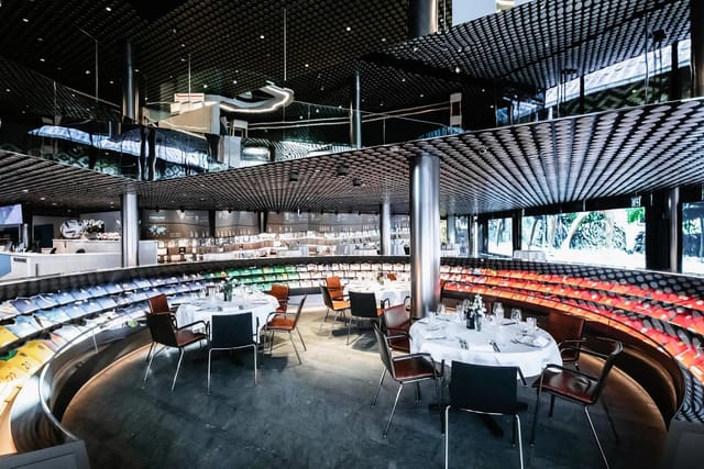 Modern event room at FIFA Museum, perfect for meetings and networking gatherings.