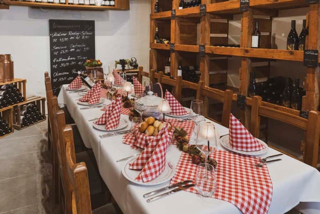Cozy restaurant dining setup with checkered napkins, ideal for tasting events or gatherings.