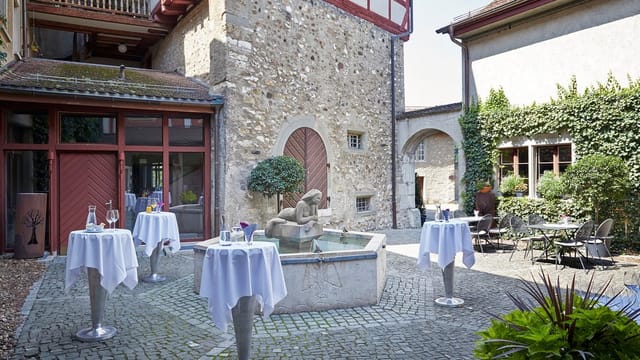 Charming outdoor venue at Schlossstube, ideal for networking events and receptions.