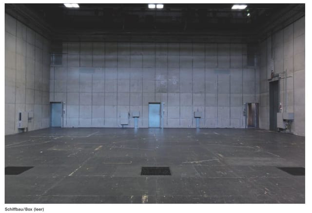Spacious Schiffbau-Box venue in Schauspielhaus Zürich for corporate events and expos.