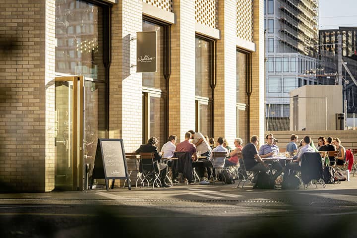 Vibrant outdoor restaurant in Zurich for social events and casual meetings.