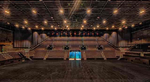 St. Jakobshalle Basel auditorium with tiered seating for conferences and concerts.