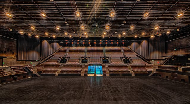 St. Jakobshalle Basel auditorium with tiered seating for conferences and concerts.