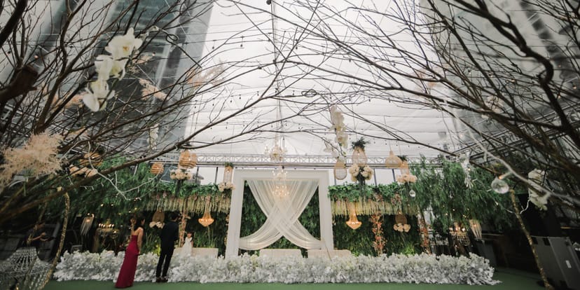 Elegant outdoor event space at Calathea Terrace, perfect for weddings and upscale gatherings.