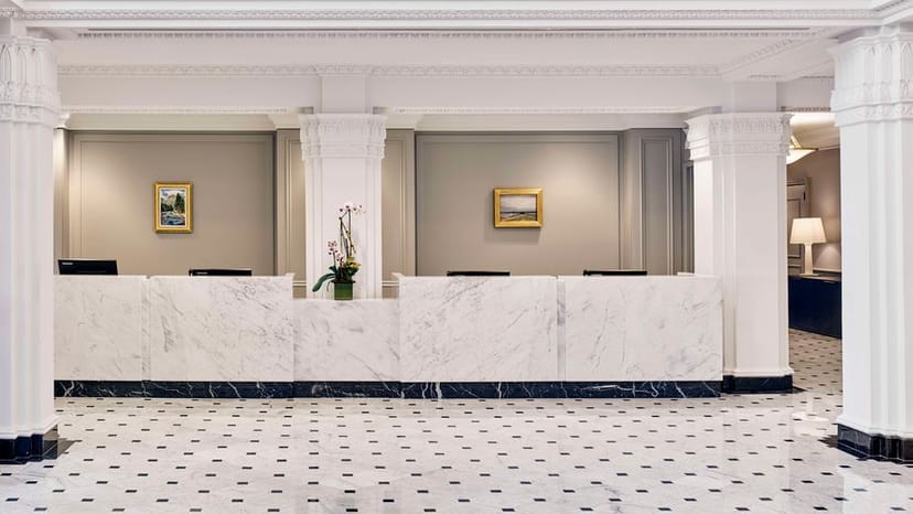 Sleek reception area at Hamilton Hotel, ideal for professional events and meetings.