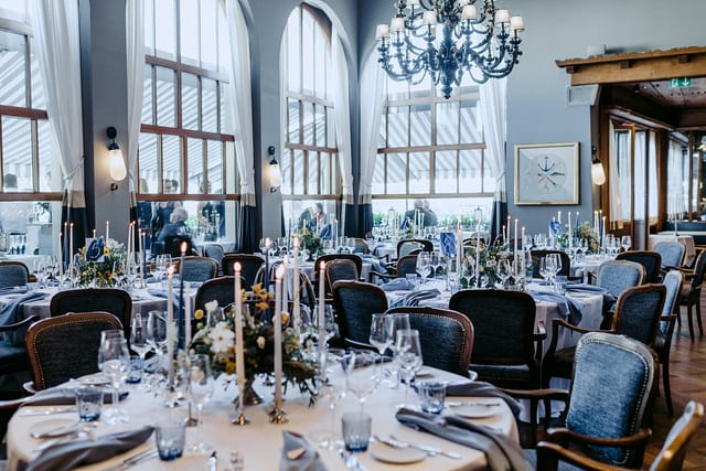 Elegant banquet room at Hotel Storchen Zurich, perfect for formal events and receptions.